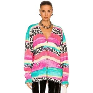 R13 DISTRESSED EDGE CARDIGAN STRIPE MULTI